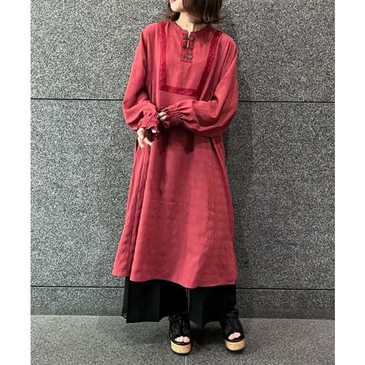 チャイナ風装飾釦ゆったりOP[品番：IGAW0003591]｜axes femme