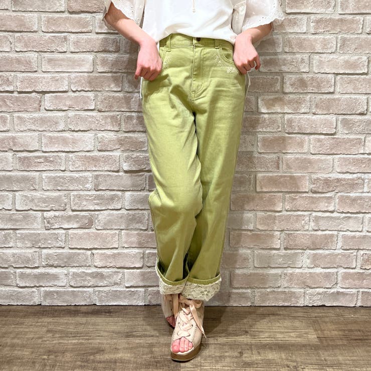 マリン×バラ刺繍デニムパンツ[品番：IGAW0001756]｜axes femme