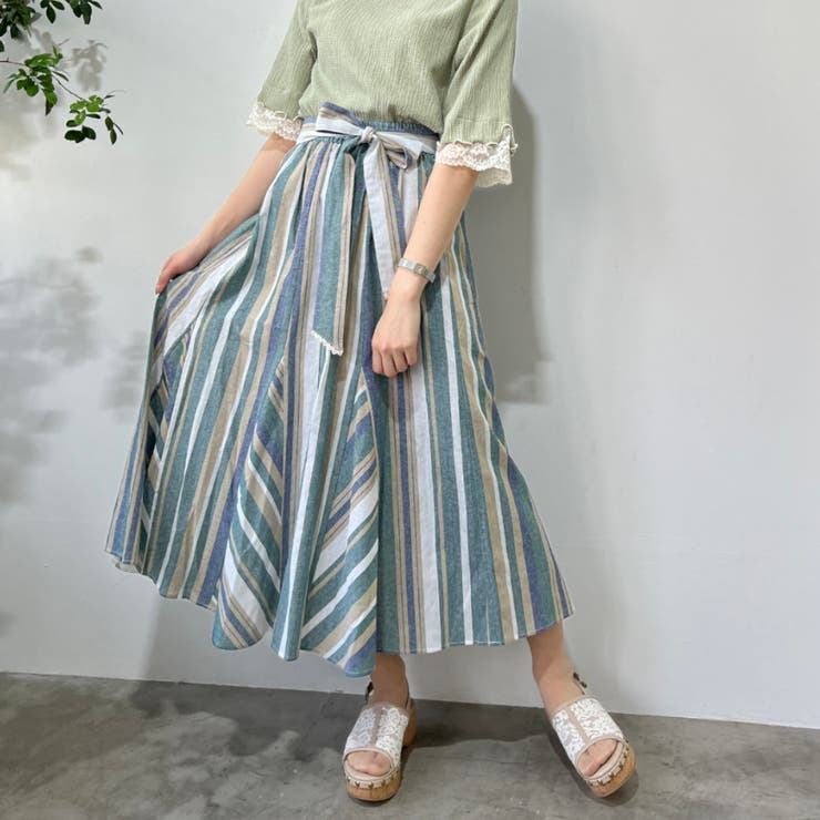 CARVEN カルヴァン マルチストライプ 台形/デザインスカート