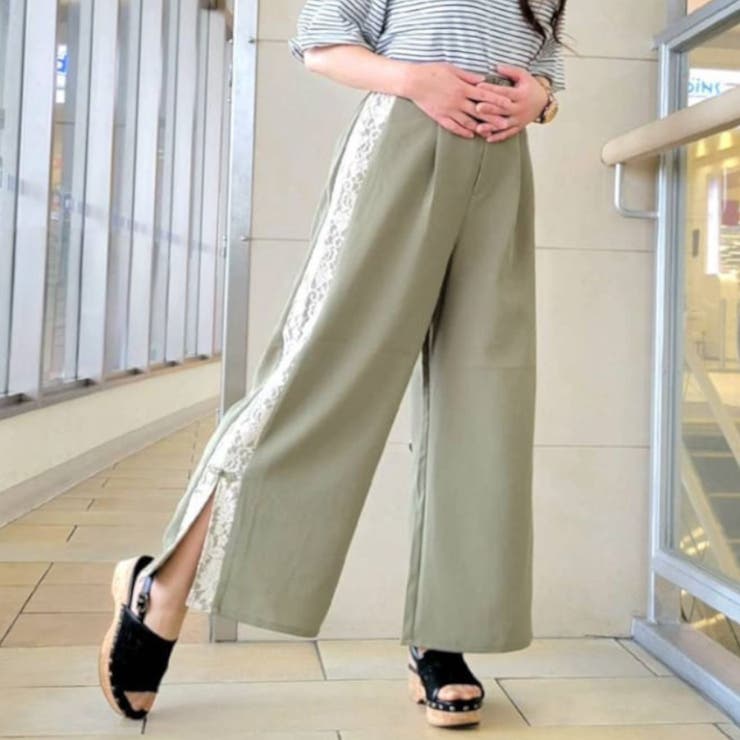 【saguradafamilia】スリットフィットパンツ　Mサイズブラウン STYLEMIXER パンツ サテンスリットパンツ レディース : ZOZOTOWN