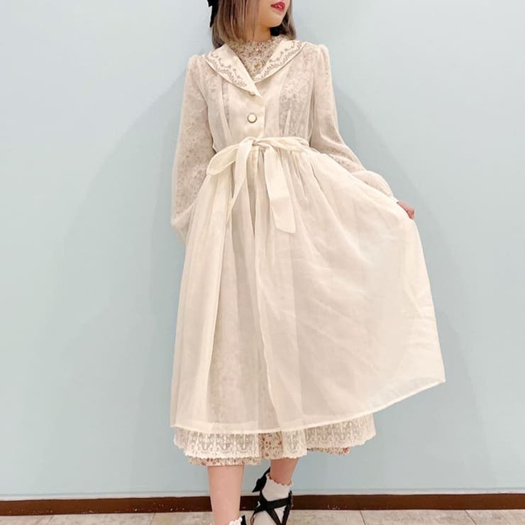 刺繍襟シアーロングコート[品番：IGAW0000427]｜axes femme