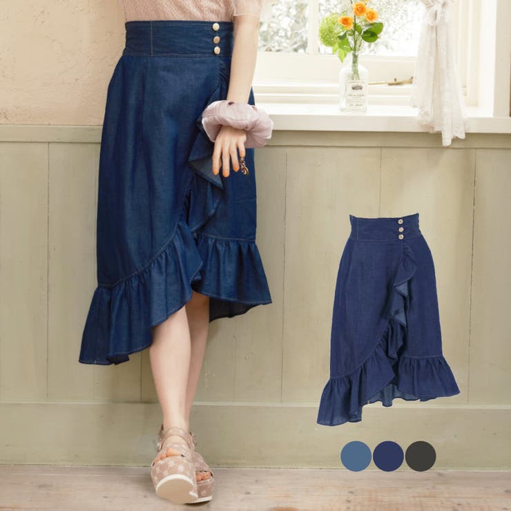 アクシーズファム Mサイズ2足セット イレヘムフリルデニムSK[品番：IGAW0002002]｜axes femme