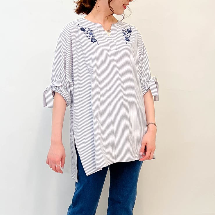 袖リボンドルマンチュニック[品番：IGAW0001872]｜axes femme