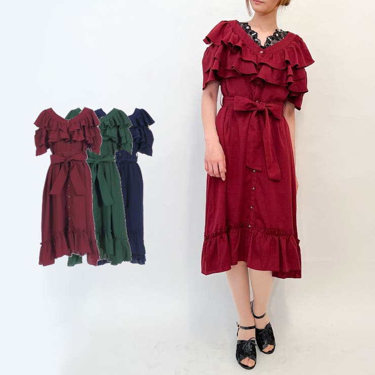 大人 可愛い 服  2wayフリルワンピース[品番：IGAW0001870]｜axes femme ワンピース