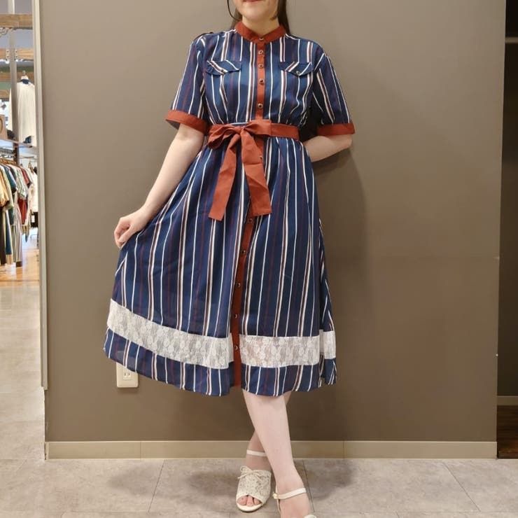 在庫処分セール テ レース切替ワンピース[品番：IGAW0001880]｜axes femme ワンピース