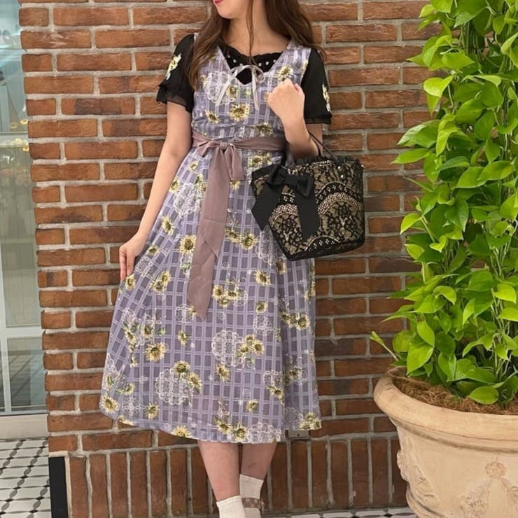 xes femmepoetique ヒマワリレーストップス&ロングワンピース