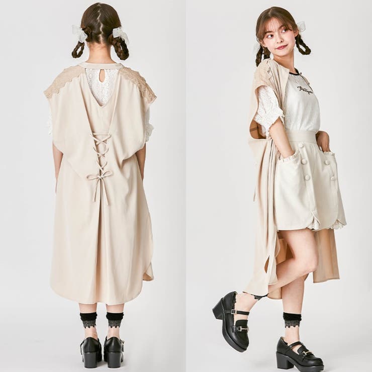 バックレースアップロングジレ[品番：IGAW0002099]｜axes femme