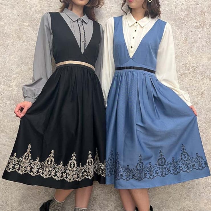 トランプ刺繍レイヤードOP[品番：IGAW0002810]｜axes femme