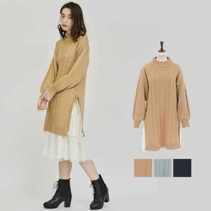 サイドプリーツニットOP[品番：IGAW0002786]｜axes femme