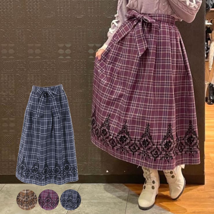 フロッキープリントスカート[品番：IGAW0003015]｜axes femme