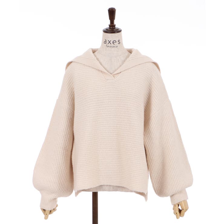 axes femme - レア　新品未使用　アクシーズ　カシュクール風ニットプルオーバー　モカ　Ｍ axes femme - レア 新品未使用 アクシーズ カシュクール風ニット