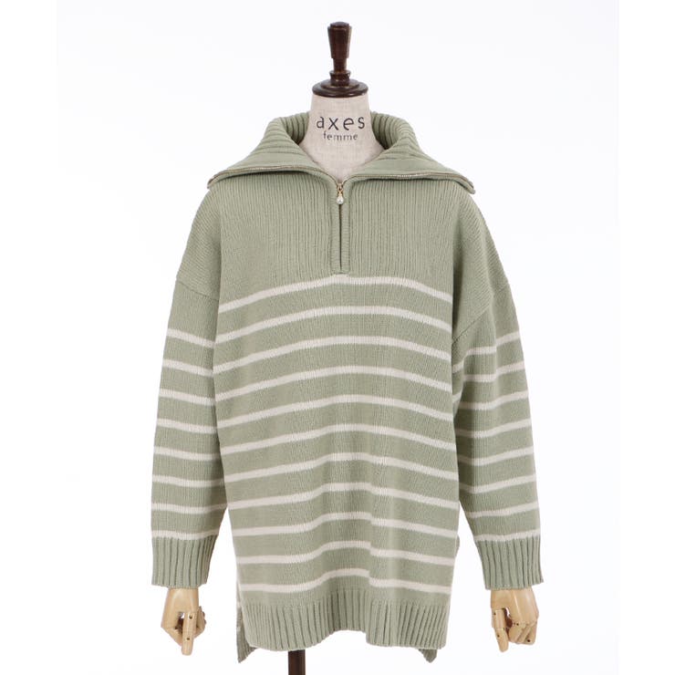 ハーフジップデザインニット[品番：IGAW0001337]｜axes femme 
