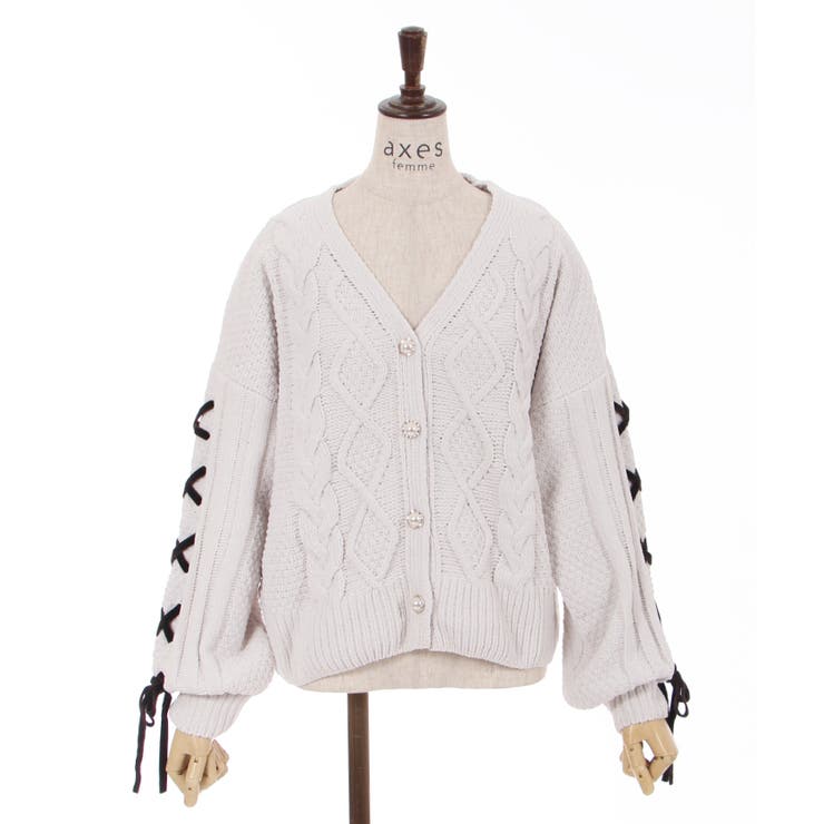 レースアップニットCD[品番：IGAW0002604]｜axes femme（アクシーズ