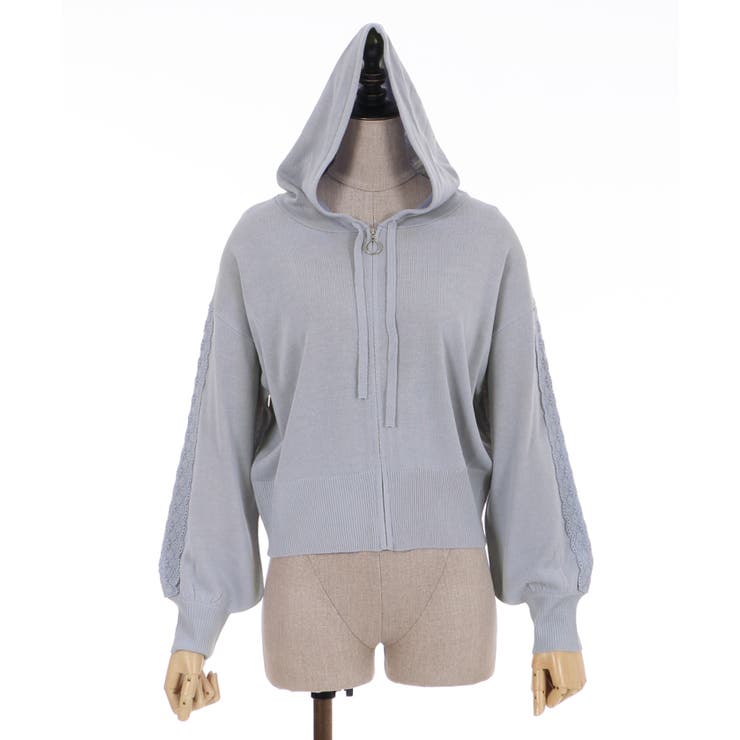 レースデザインニットパーカー[品番：IGAW0001648]｜axes femme 