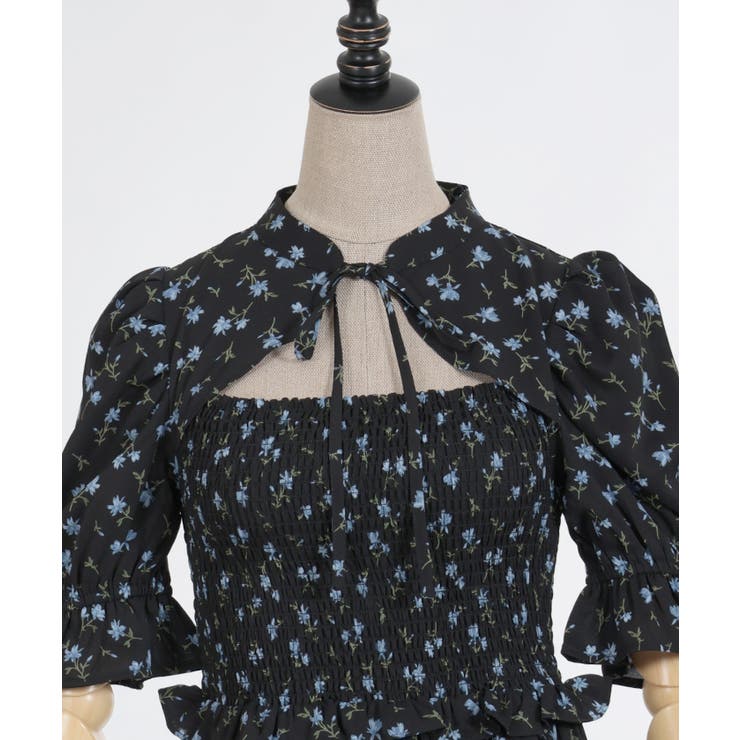 春のコレクション 花柄半袖ワンピース[品番：IGAW0004949]｜axes femme ワンピース