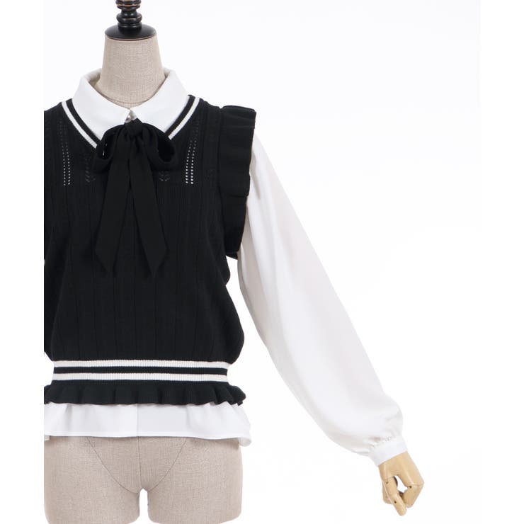 チルデンニットベスト付BL[品番：IGAW0002256]｜axes femme