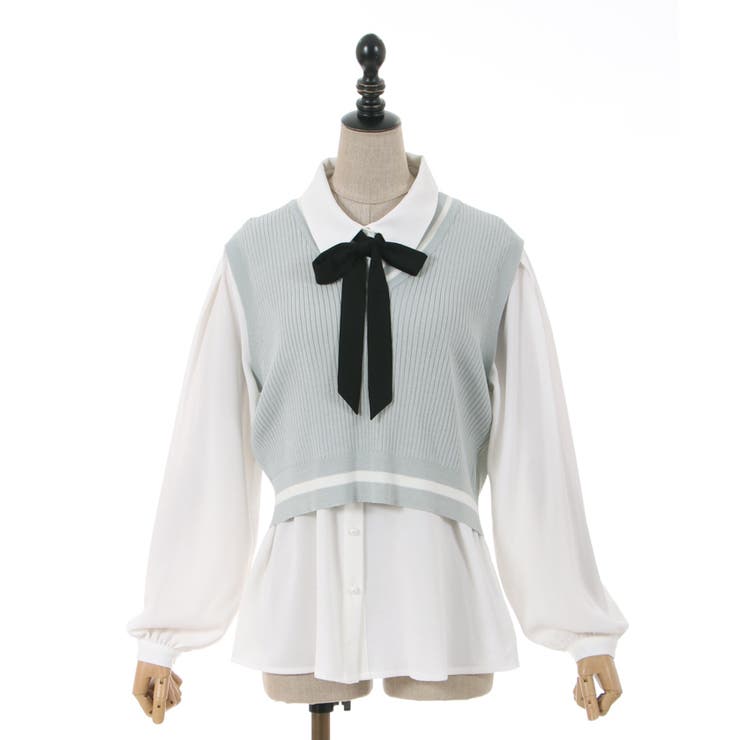 チルデンニットベスト付BL[品番：IGAW0003388]｜axes femme