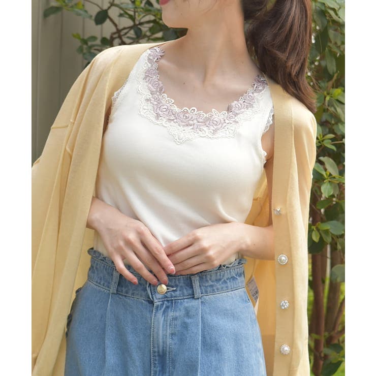 カップ付ローズレースタンク | axes femme | 詳細画像1 