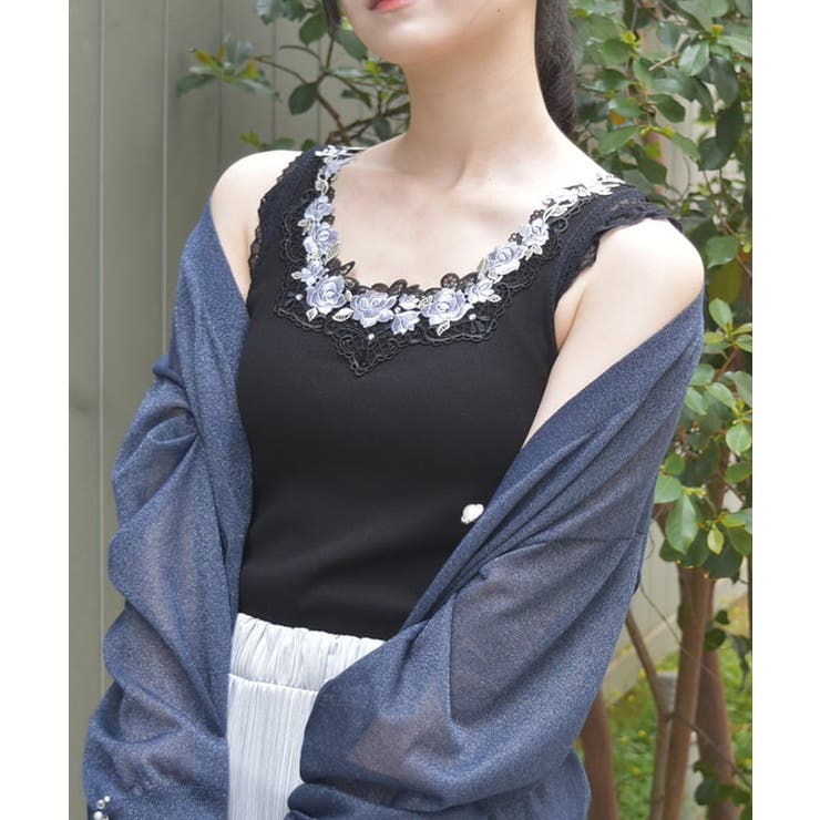 カップ付ローズレースタンク[品番：IGAW0006382]｜axes femme