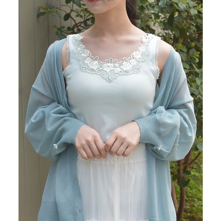 ミント | カップ付ローズレースタンク | axes femme