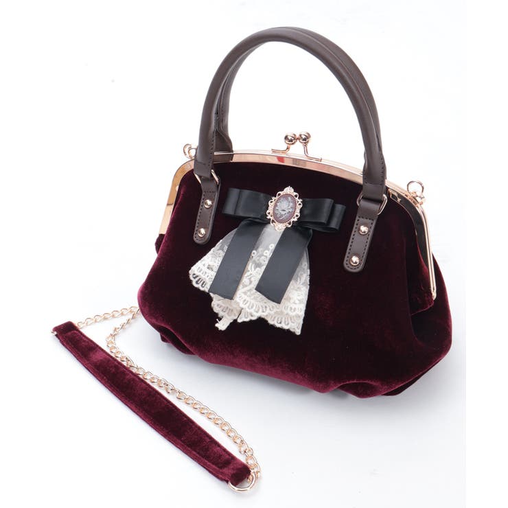 カメオ付リボンベロアバッグ | axes femme | 詳細画像1 