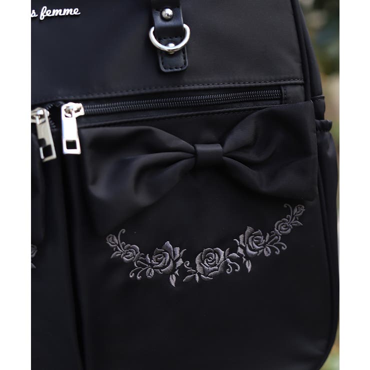 撥水ナイロンＷリボンボストン | axes femme | 詳細画像3 