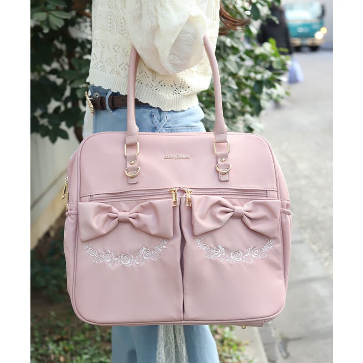 ピンク | 撥水ナイロンＷリボンボストン | axes femme