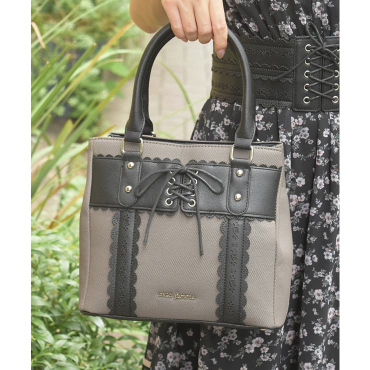 黒 | ローズスカラップ配色バッグ | axes femme