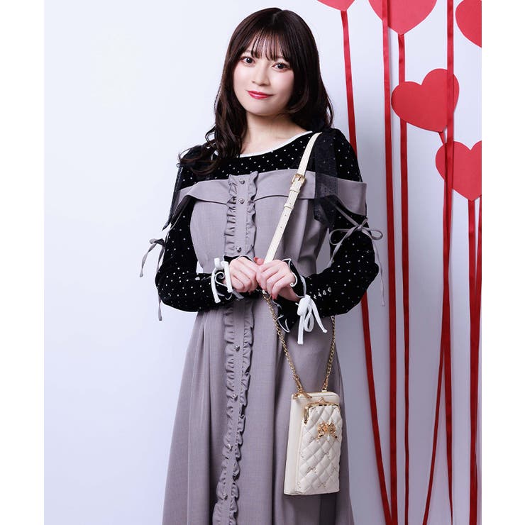 リボン刺繍キルトショルダー | axes femme | 詳細画像1 