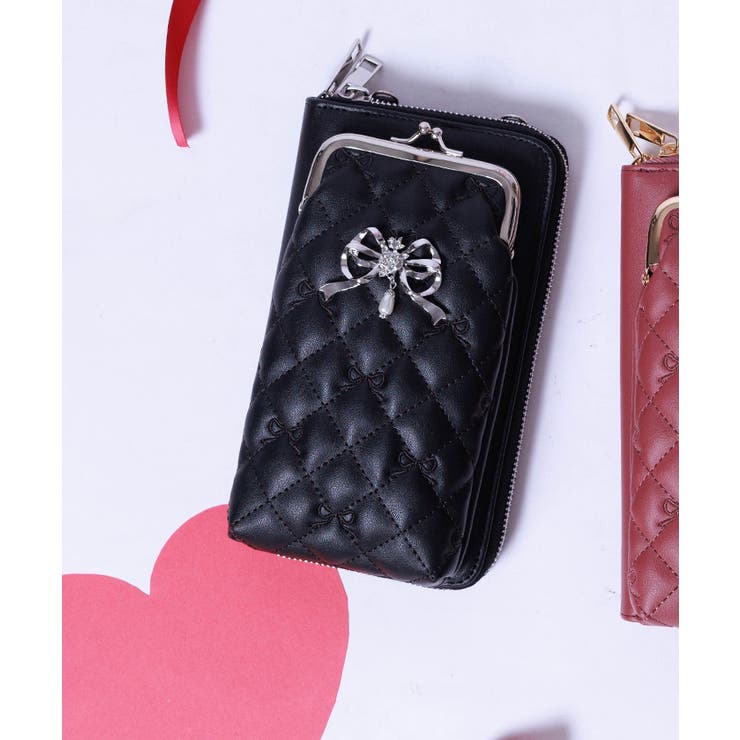 黒 | リボン刺繍キルトショルダー | axes femme