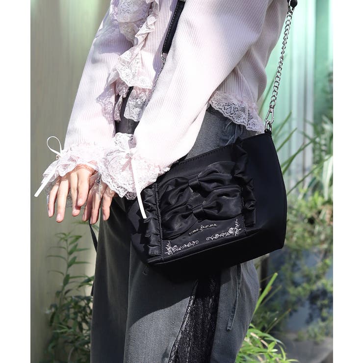 黒 | 撥水ナイロンリボンショルダー | axes femme