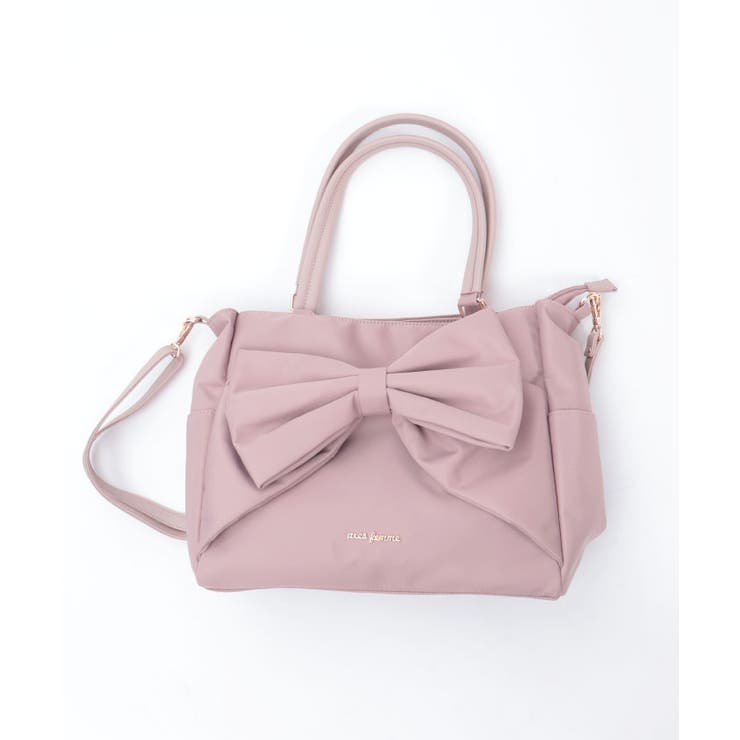 ピンク | リボン付撥水ナイロントート | axes femme