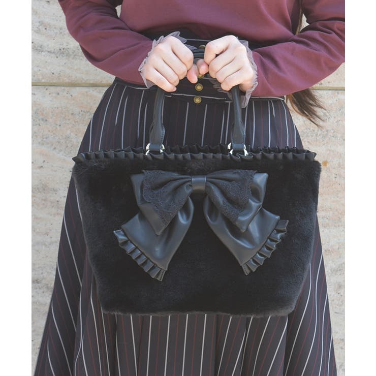 黒 | ビッグリボンファーバッグ | axes femme