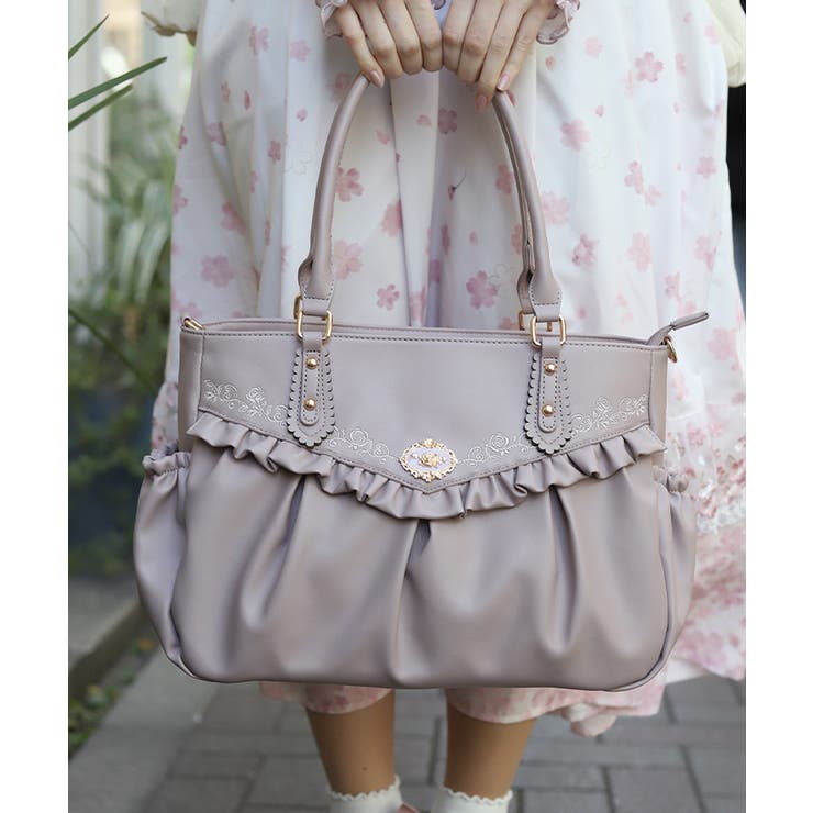 ピンク | ローズ刺繍フリルＡ４トート | axes femme