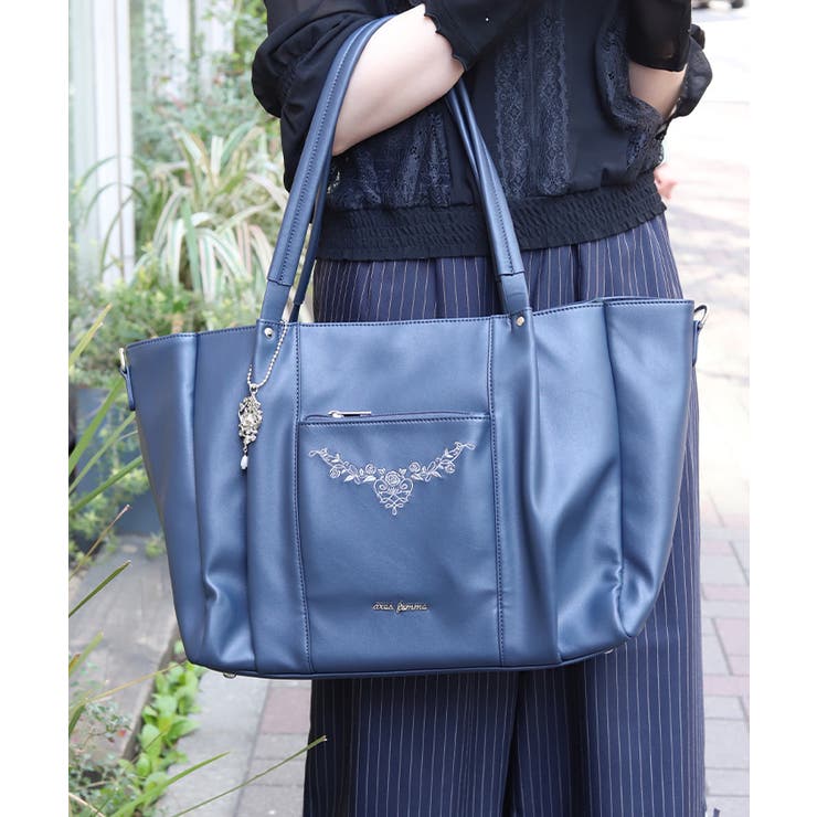 紺 | 薔薇刺繍多機能ビッグトート | axes femme