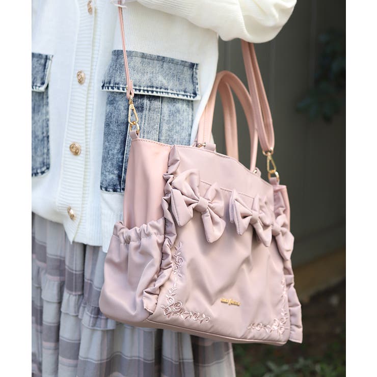 撥水ナイロン連リボントート | axes femme | 詳細画像1 