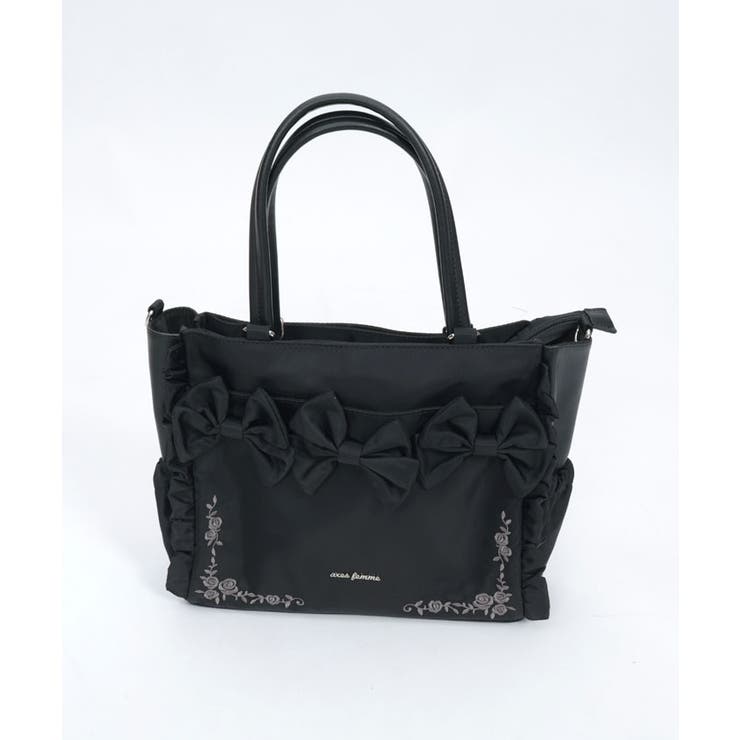 撥水ナイロン連リボントート | axes femme | 詳細画像27 