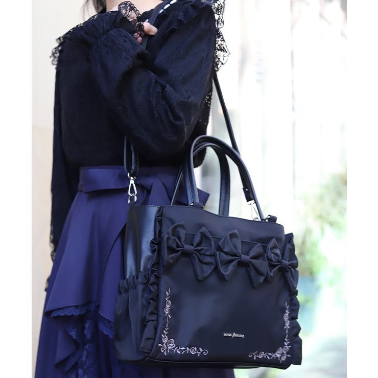 撥水ナイロン連リボントート | axes femme | 詳細画像5 