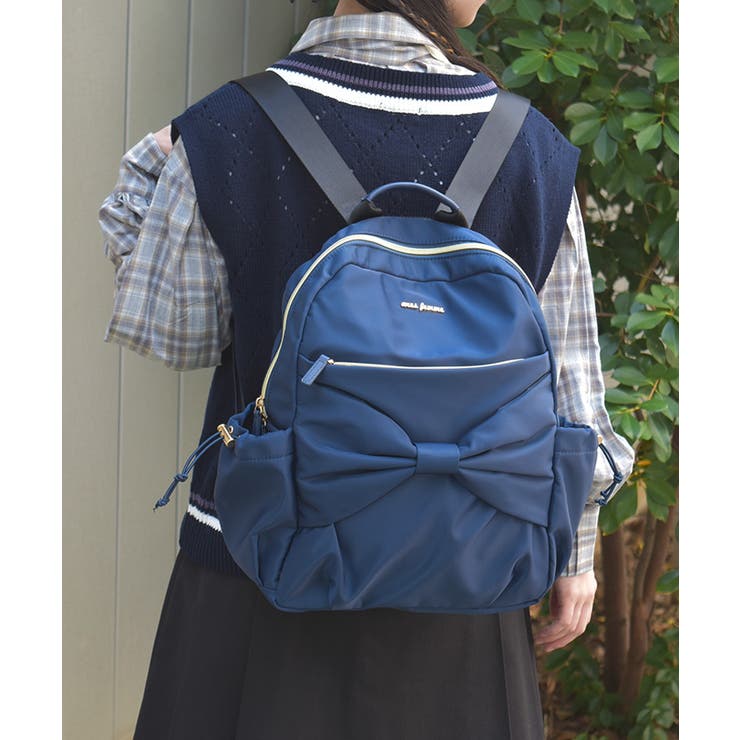 紺 | リボン付撥水ナイロンリュック | axes femme