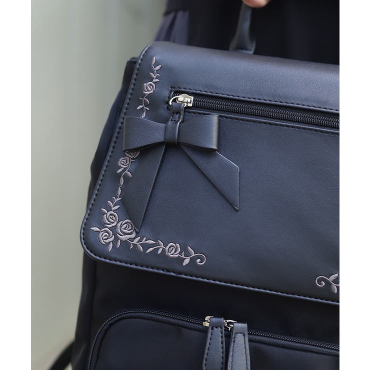 撥水ナイロン刺繍使いリュック | axes femme | 詳細画像6 