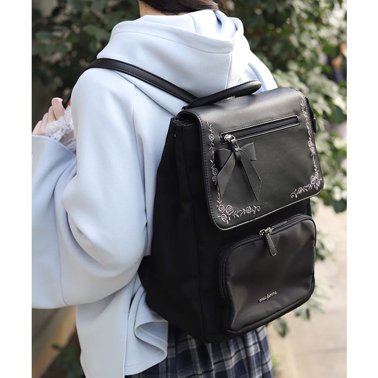 撥水ナイロン刺繍使いリュック | axes femme | 詳細画像8 