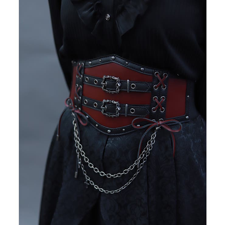 ワイン | レースアップコルセットベルト | axes femme