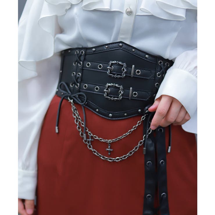 黒 | レースアップコルセットベルト | axes femme