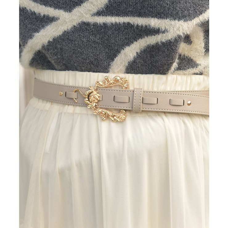 ゴールド | 装飾フック金具合皮ベルト | axes femme