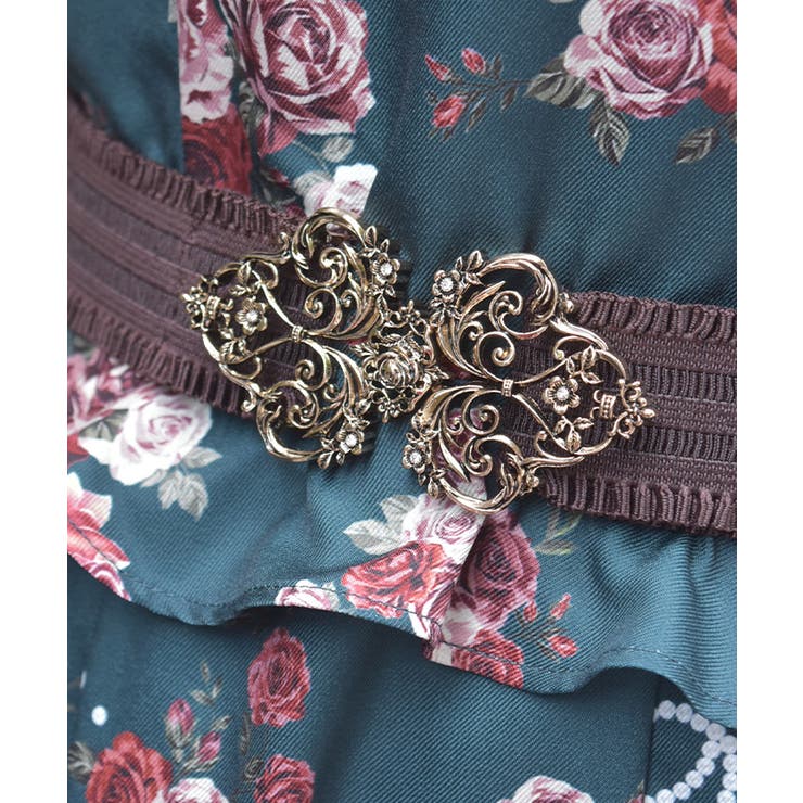 茶 | 花装飾クラシカルゴムベルト | axes femme