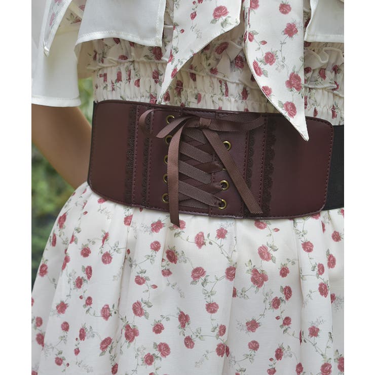 ワイン | 配色スカラップ太幅ベルト | axes femme