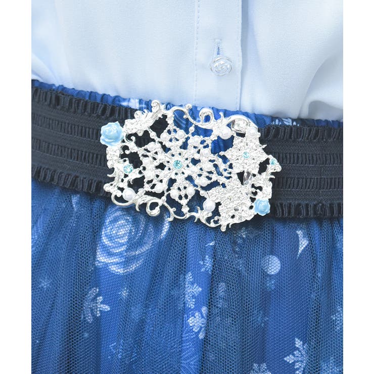 シルバー | 雪薔薇モチーフゴムベルト | axes femme