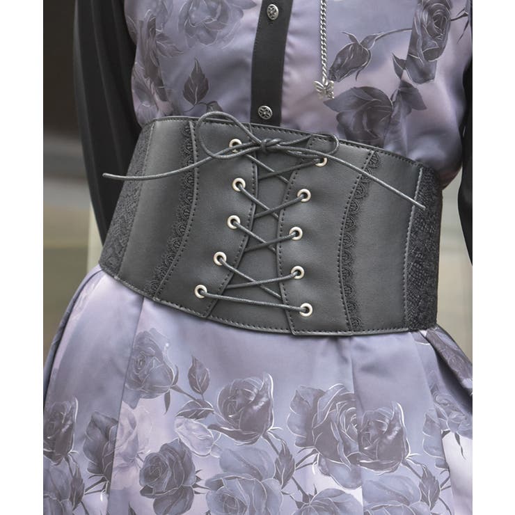 黒 | レースアップコルセットベルト | axes femme