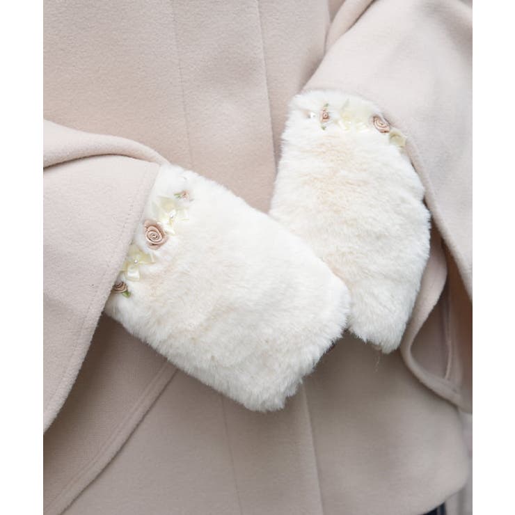 巻きバラ×リボンファー手袋 | axes femme | 詳細画像2 