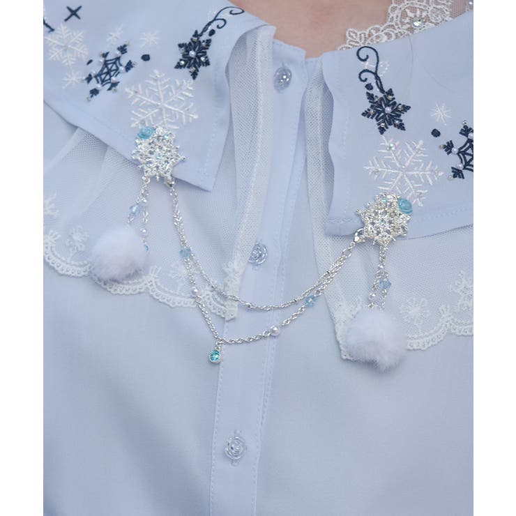 シルバー | 雪薔薇モチーフ襟クリップ | axes femme